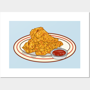 Fried chicken cartoon illustration Posters and Art